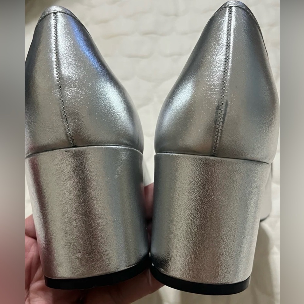 NEW Womens SCHUTZ Arissa Metallic Bow Cap-Toe Pumps 9.5, Black - Picture 10 of 11